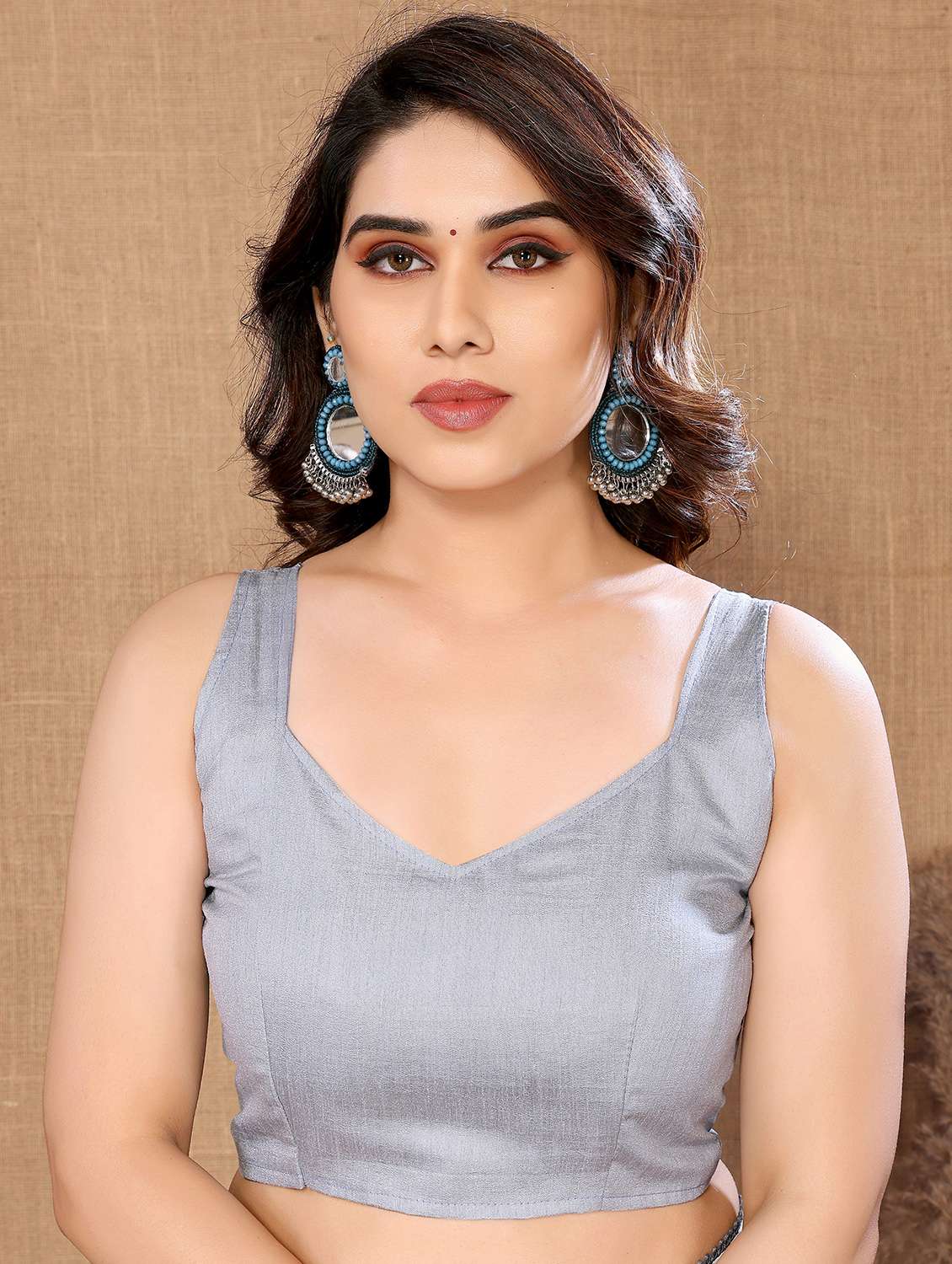 ai aqua georgette ready to wear saree with blouse - 21029156 -  Standard Image - 2