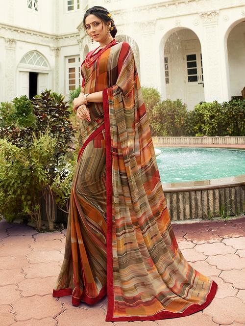 multi colored printed saree with blouse - 21029164 - Standard Image - 0