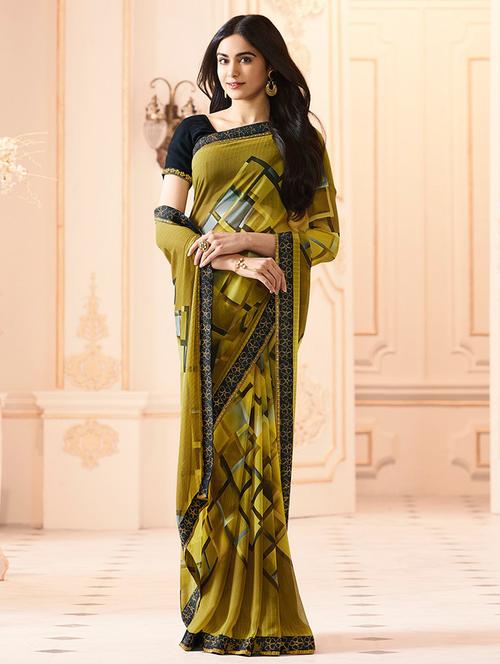 women geometric printed saree with blouse - 21029181 - Standard Image - 0