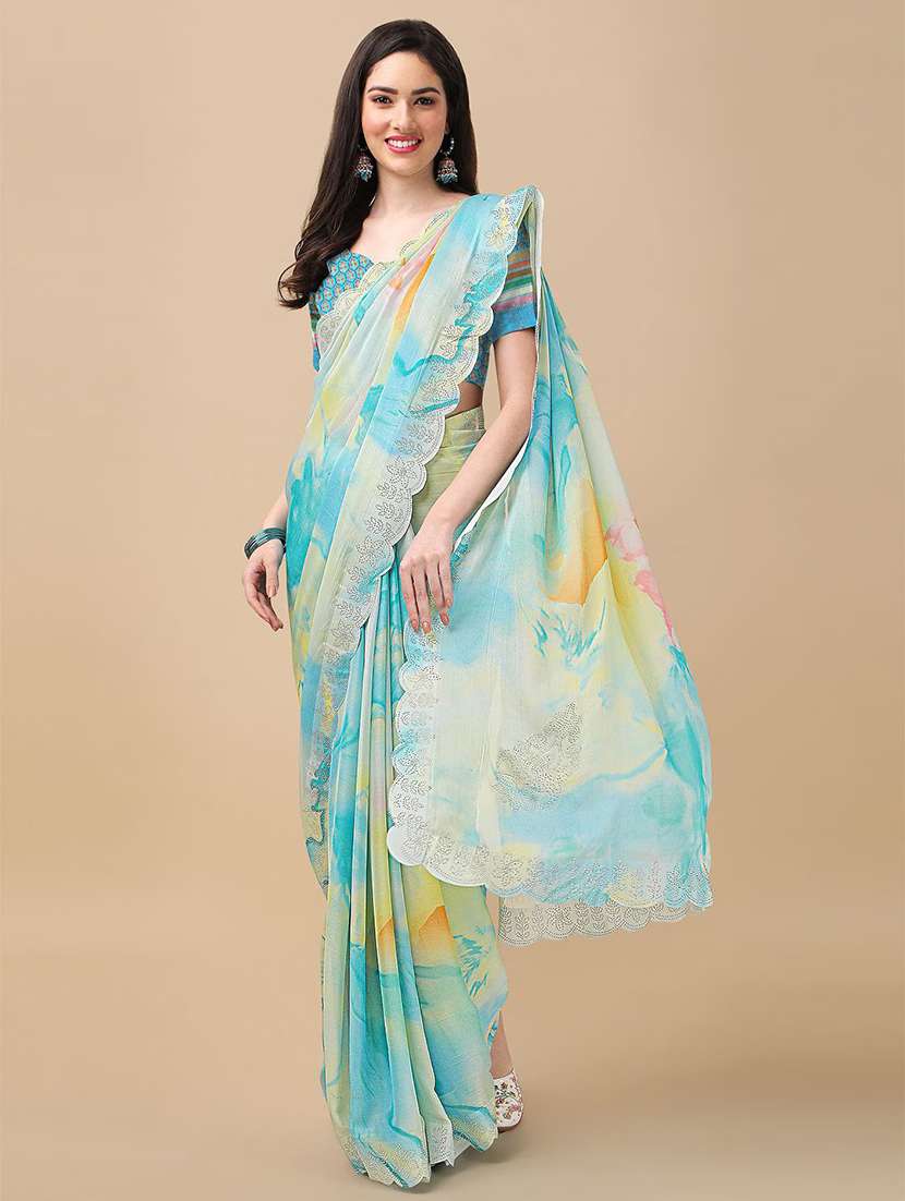 women printed saree with blouse