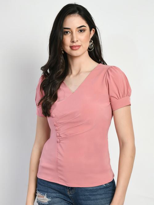 peach lycra blend regular top - 21029471 -  Standard Image - 0