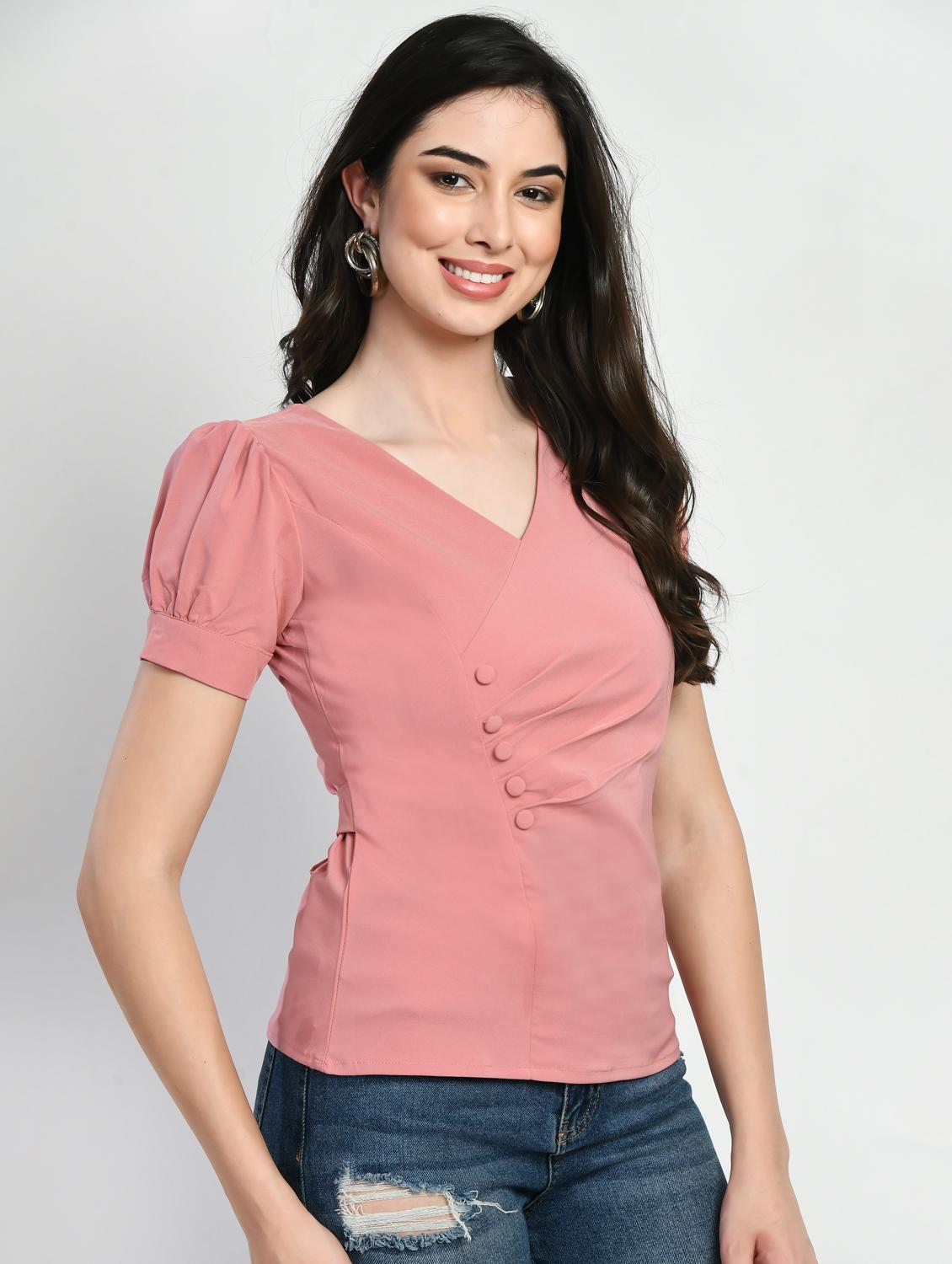 peach lycra blend regular top - 21029471 - Standard Image - 2