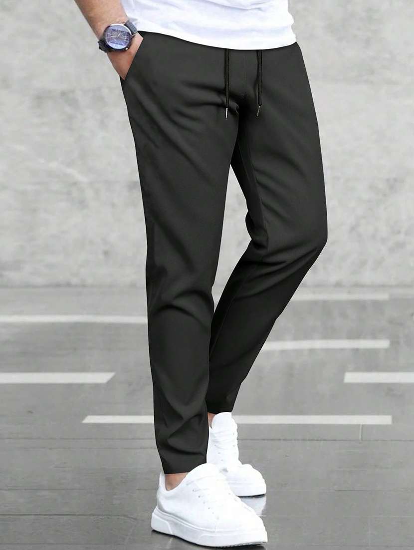 black polyester  full length track pant - 21029961 -  Standard Image - 2