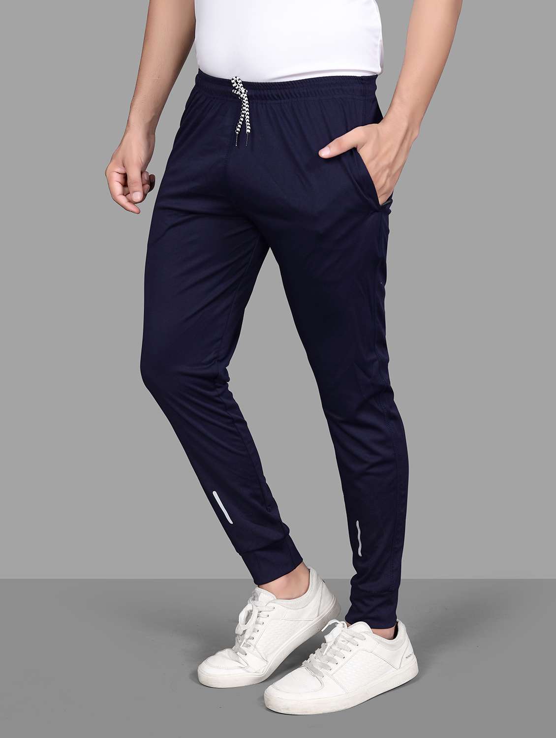 navy blue polyester full length track pant - 21029996 - Standard Image - 2