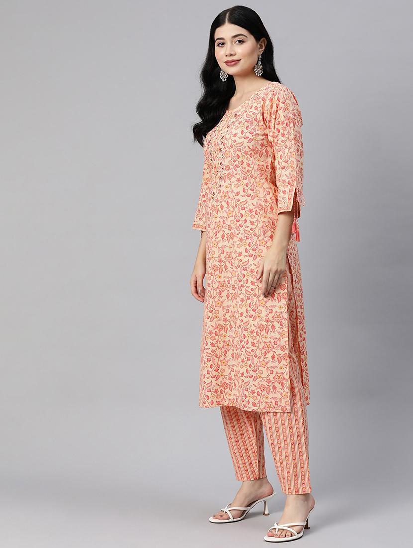 orange kurta pant set with dupatta - 21031179 - Standard Image - 2