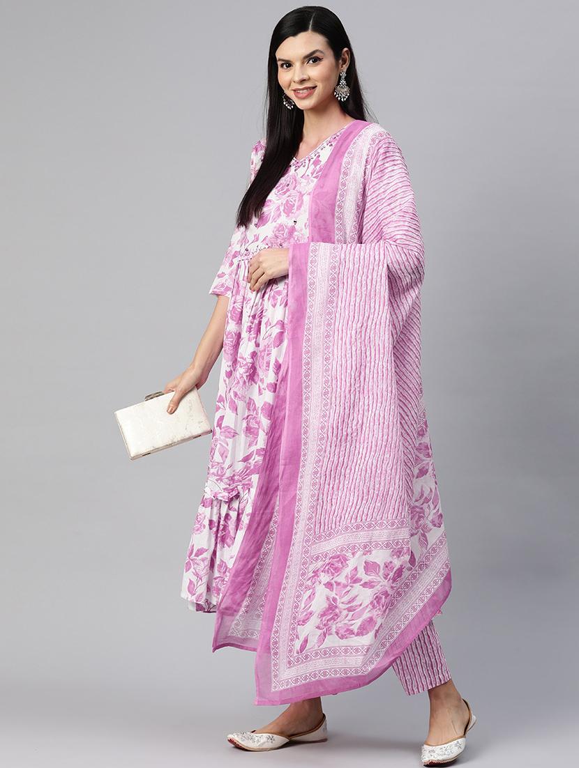 women three quarter sleeve kurta pant with dupatta set - 21031181 -  Zoom Image - 0