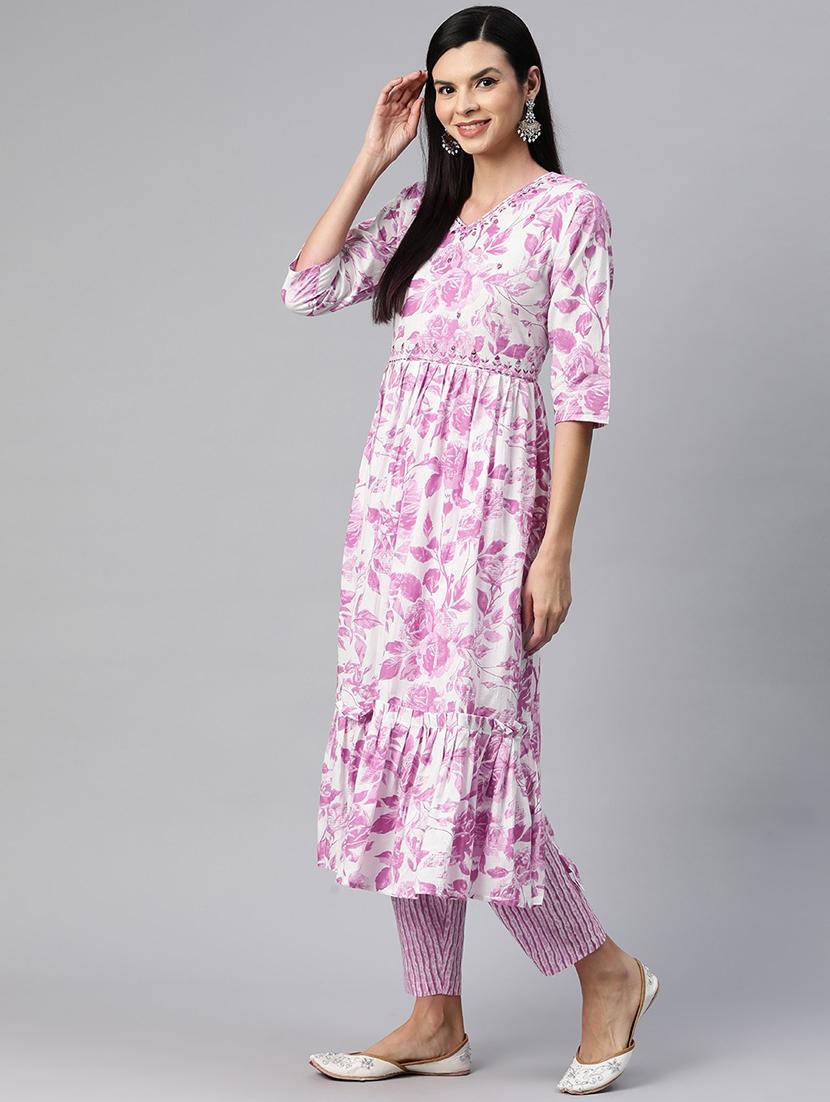 women three quarter sleeve kurta pant with dupatta set - 21031181 - Standard Image - 2