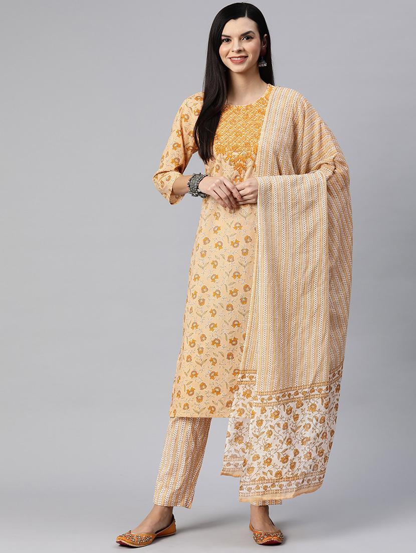women three quarter sleeve kurta pant with dupatta set - 21031184 - Standard Image - 2