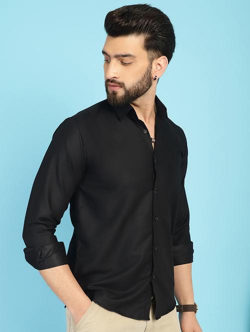 black cotton casual shirt - 21031199 - Standard Image - 0