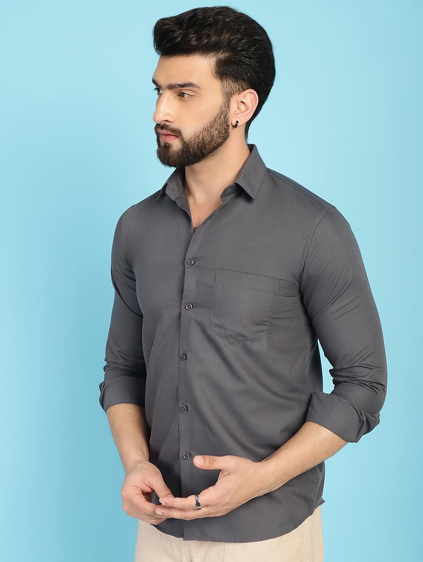 grey cotton casual shirt - 21031203 - Standard Image - 2
