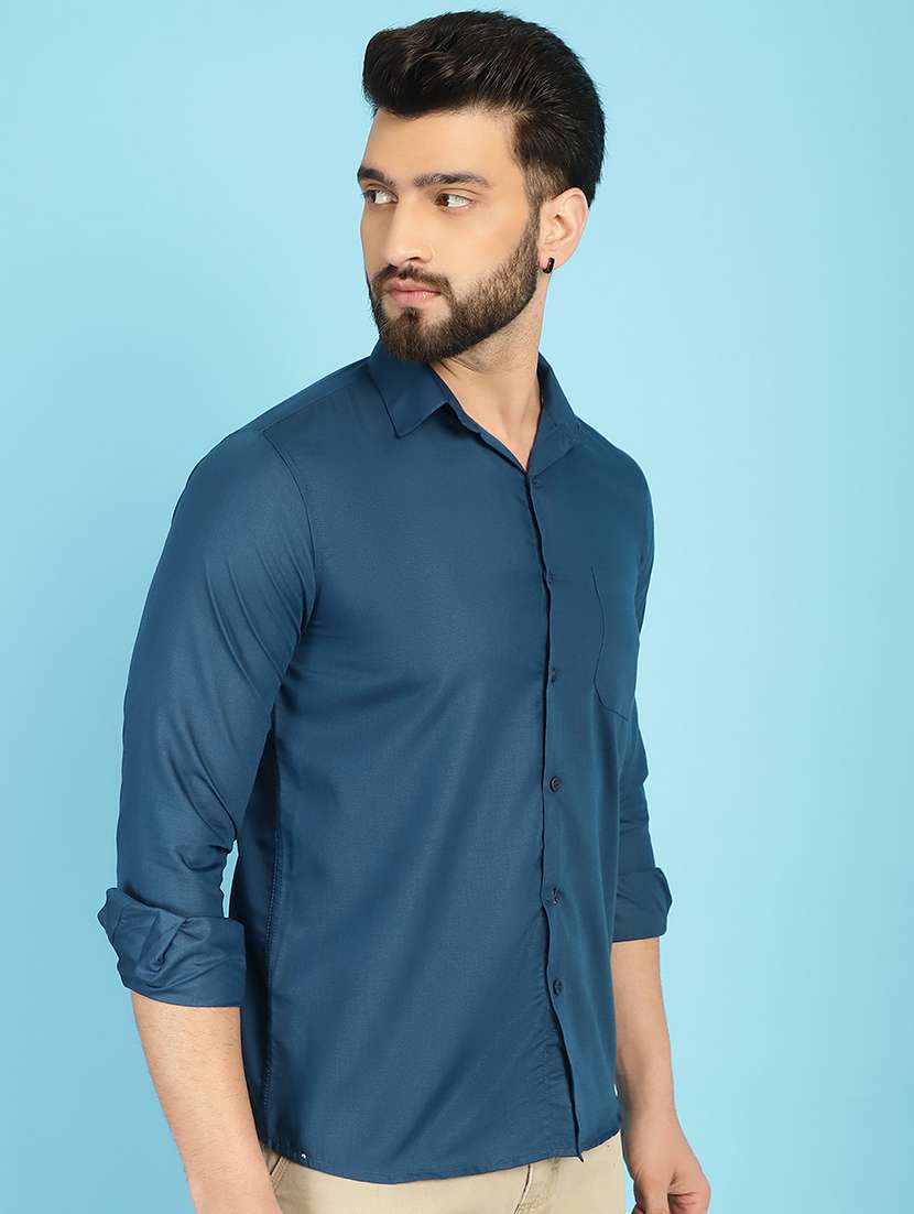 teal cotton casual shirt - 21031204 -  Standard Image - 2