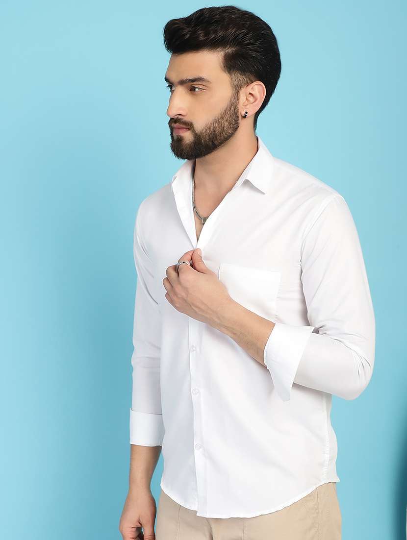 white cotton casual shirt