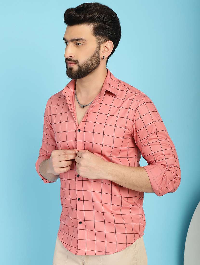 peach cotton casual shirt - 21031210 -  Standard Image - 2
