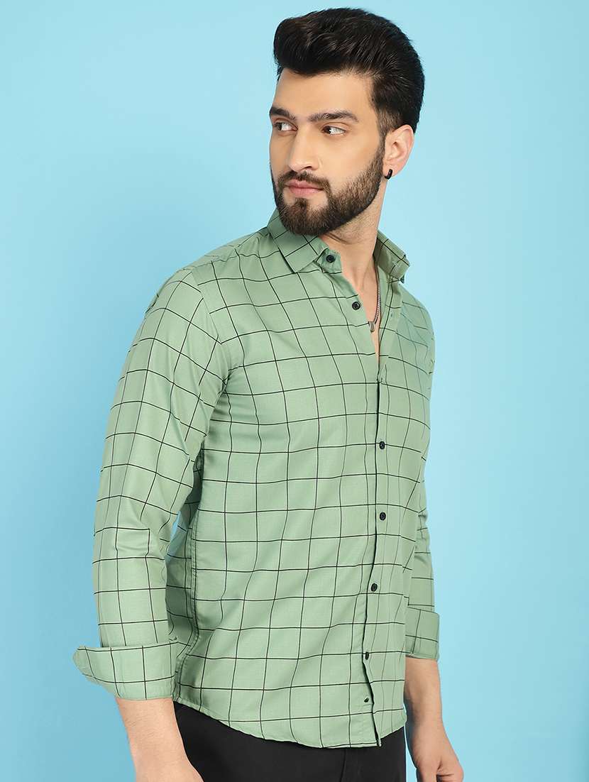 green cotton casual shirt - 21031211 -  Standard Image - 2