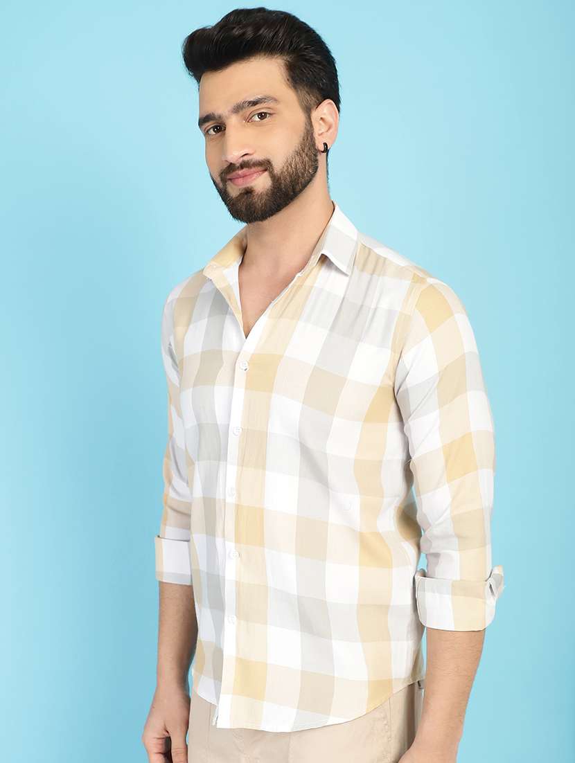 cream cotton casual shirt - 21031226 -  Standard Image - 2