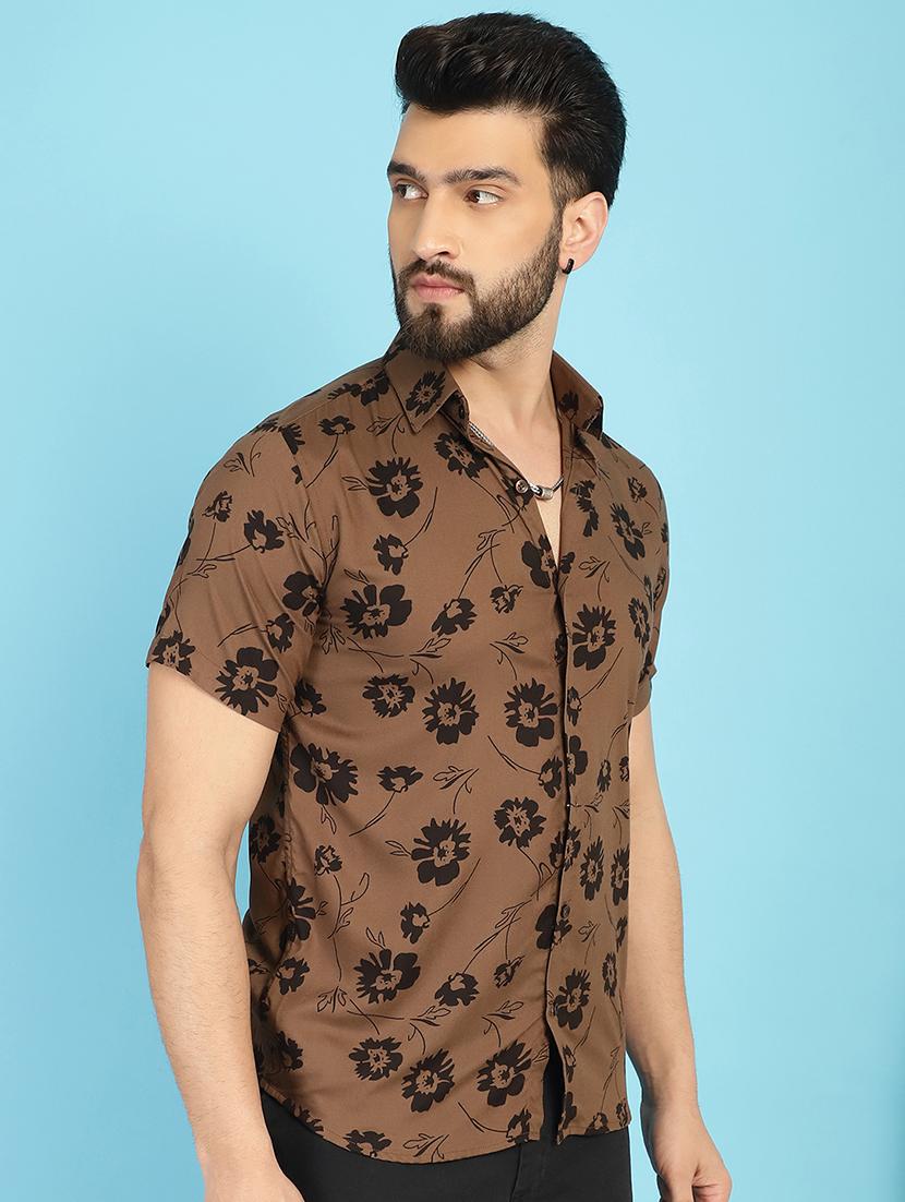brown rayon casual shirt - 21031230 - Standard Image - 2