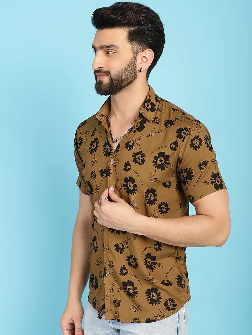 mustard rayon casual shirt - 21031231 -  Standard Image - 2