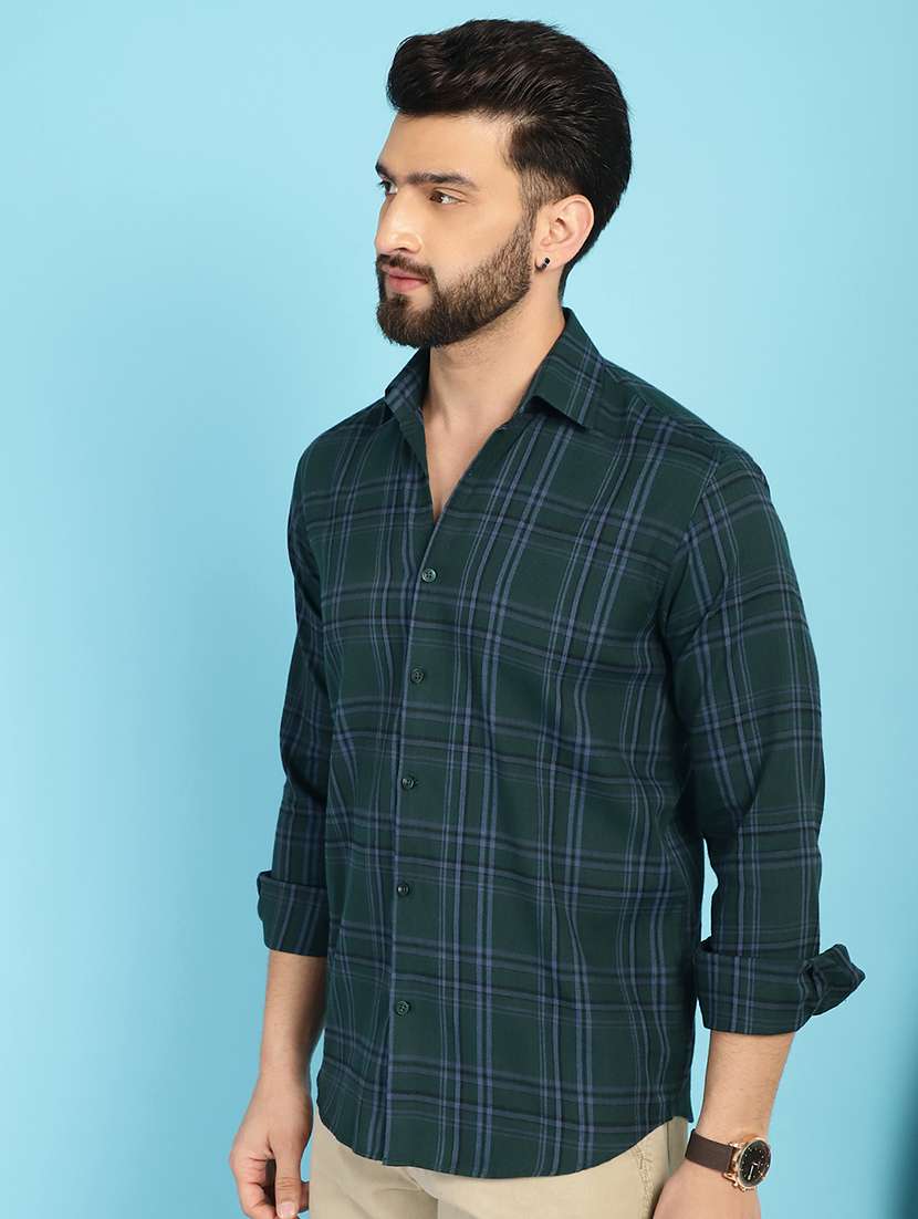 green cotton casual shirt - 21031233 -  Standard Image - 2