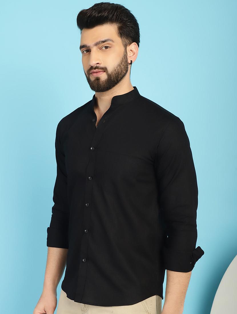 black cotton casual shirt - 21031240 - Standard Image - 2