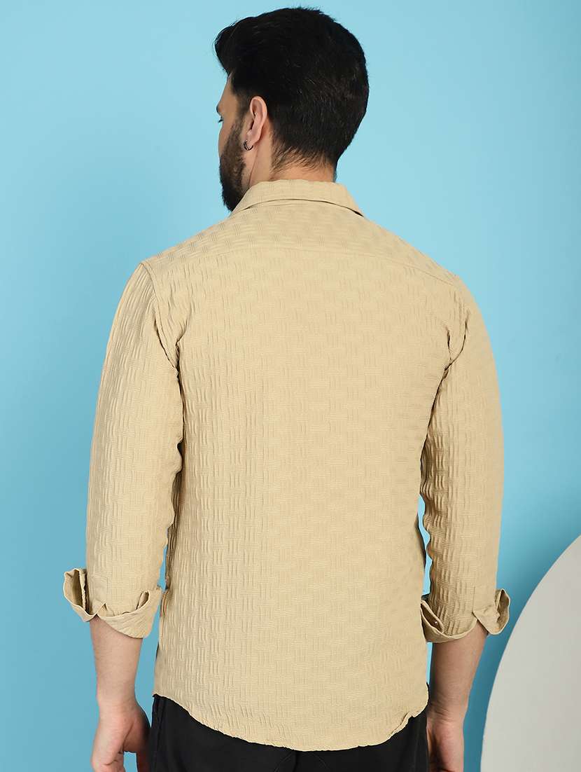 beige cotton blend casual shirt - 21031244 -  Standard Image - 2