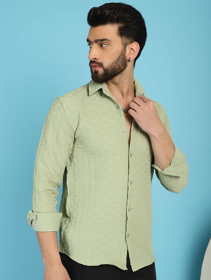 green cotton blend casual shirt - 21031247 -  Standard Image - 2