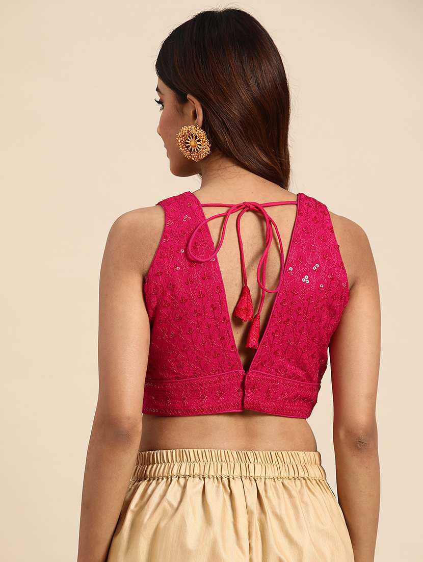 pink rayon embroidered blouse - 21031369 -  Standard Image - 2