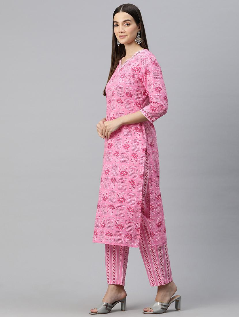 women three quarter sleeve kurta pant with dupatta set - 21031668 - Standard Image - 2