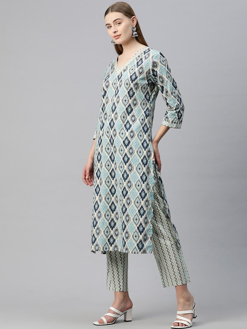 women three quarter sleeve kurta pant with dupatta set - 21031676 - Standard Image - 2