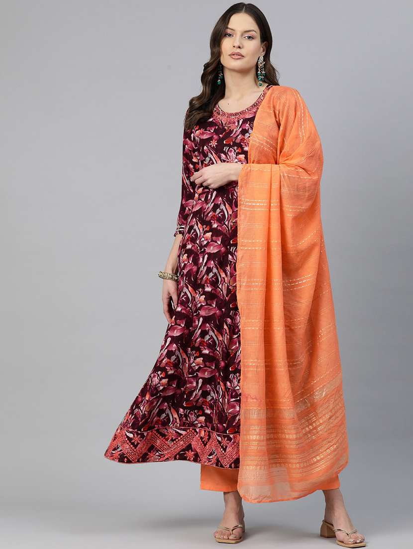women printed kurta pant suit set