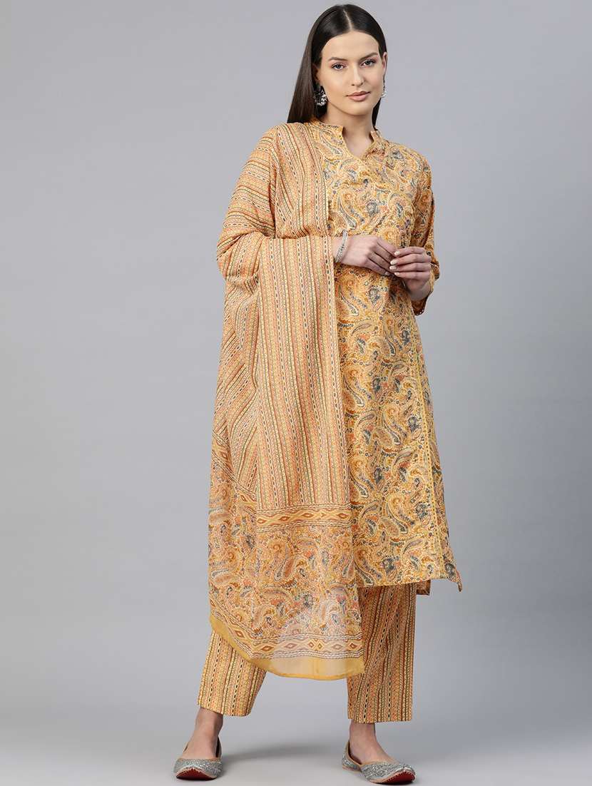 women three quarter sleeve kurta pant with dupatta set