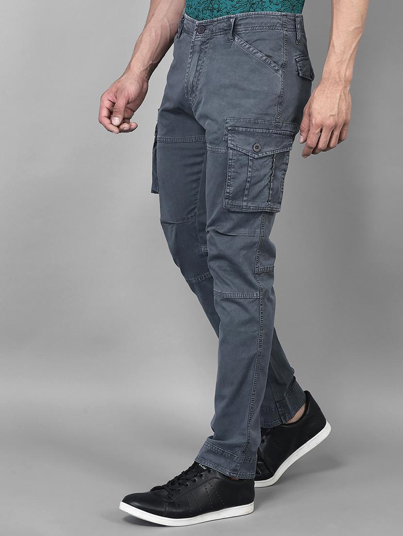 grey cotton blend cargos casual trousers - 21031765 - Standard Image - 2