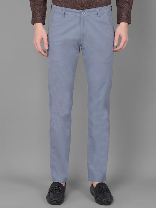 grey cotton blend chinos casual trousers - 21031772 - Standard Image - 0