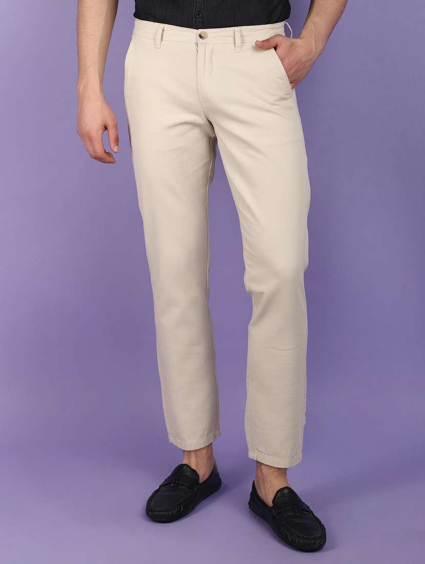 men solid ankle length chinos 