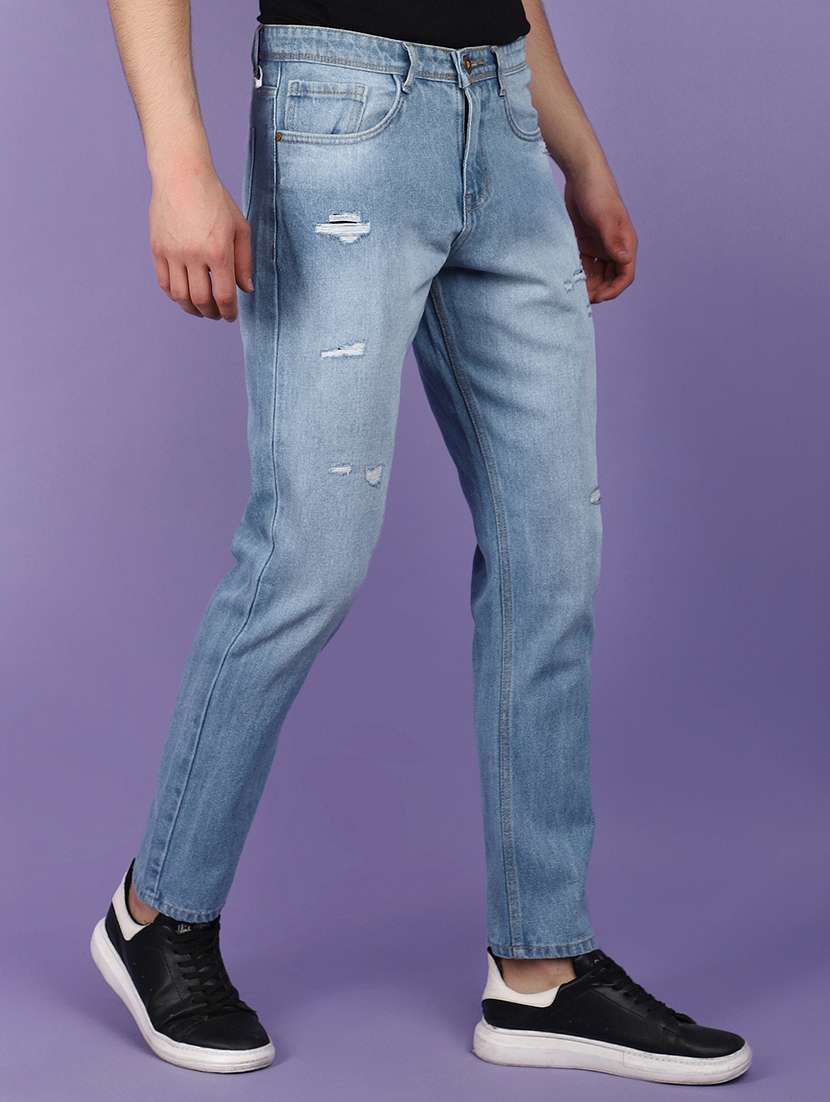 men light blue distressed slim  fit jeans - 21031884 -  Standard Image - 2