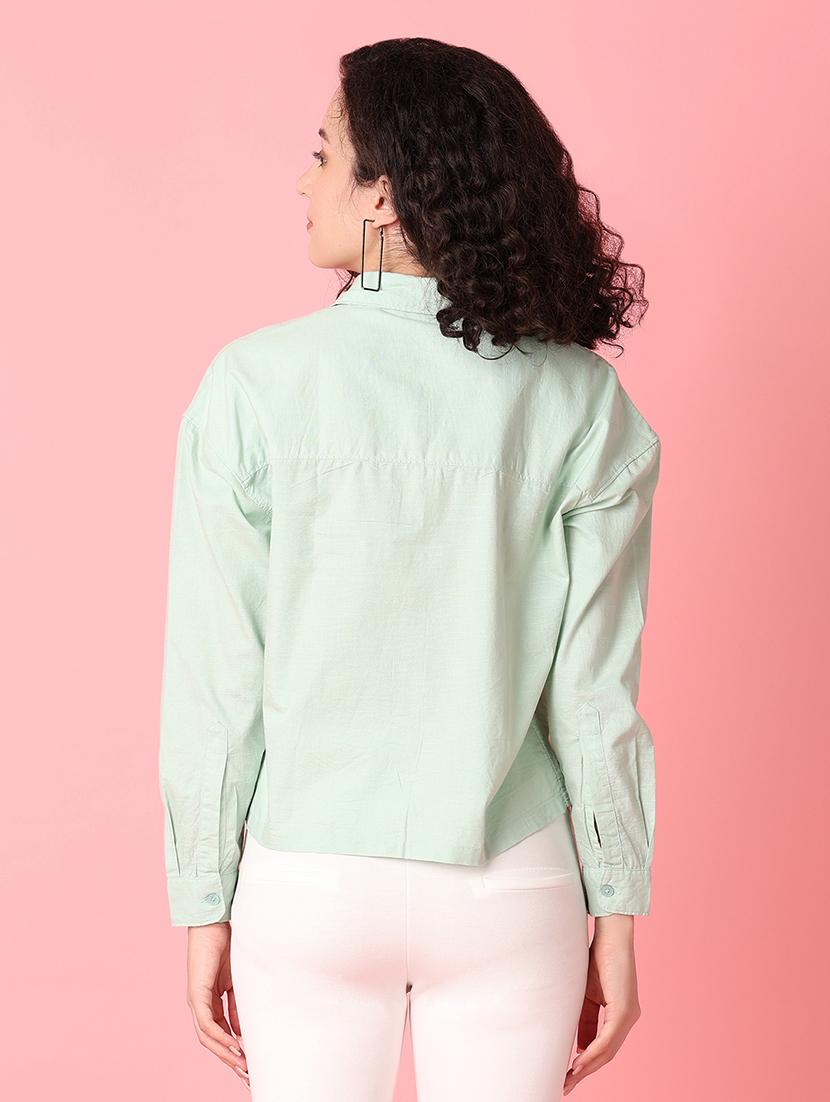 green solid regular shirt - 21031896 - Standard Image - 2