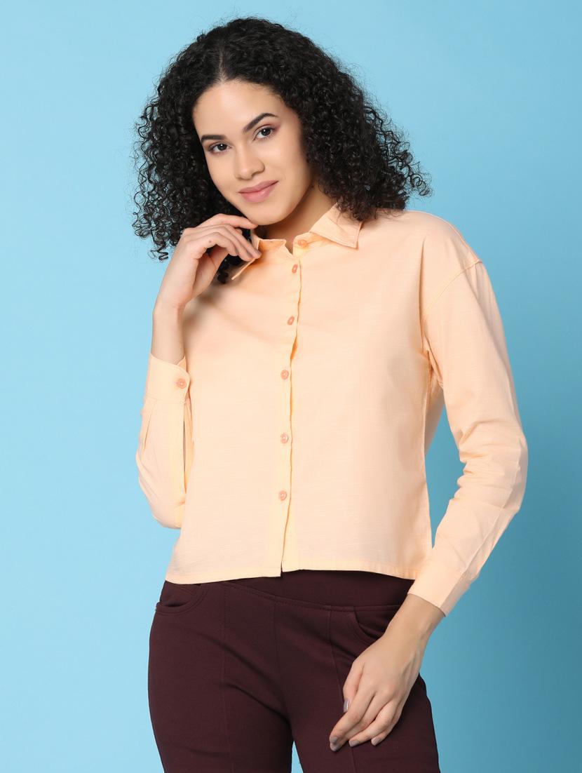 women solid orange collared shirt - 21031910 -  Zoom Image - 0