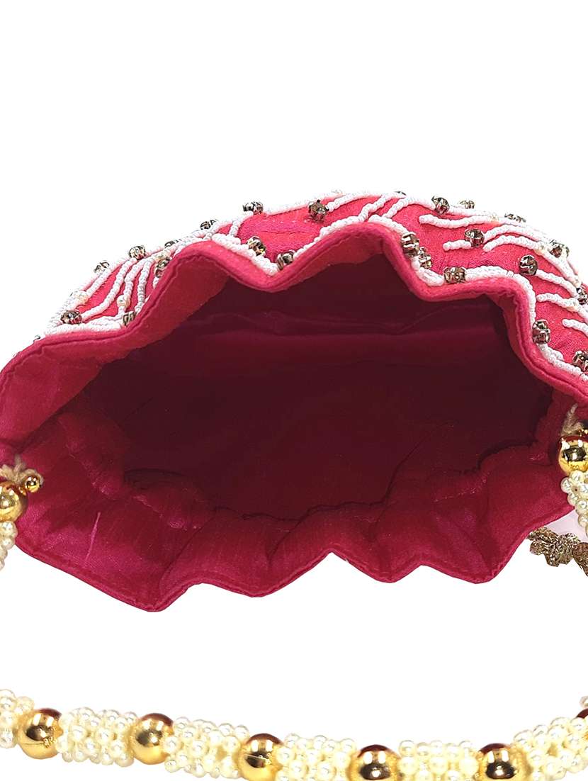 pink embellished ethnic potlis - 21031999 -  Standard Image - 2