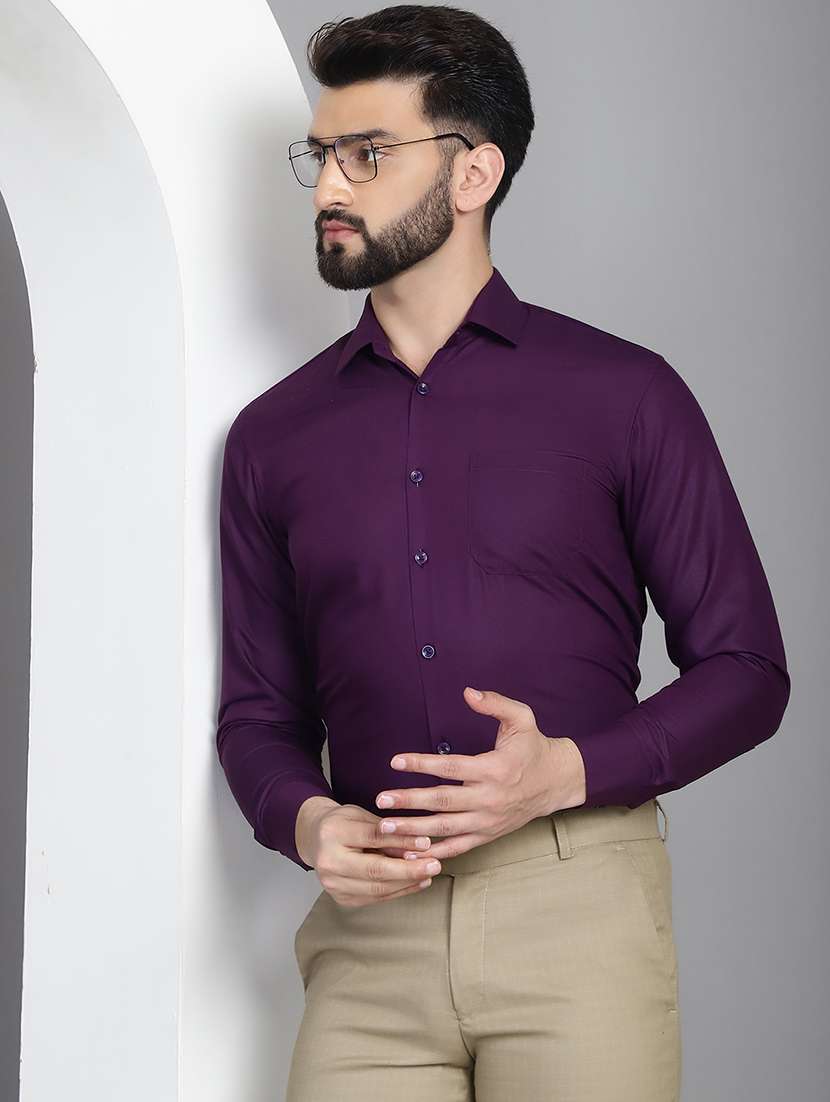 men purple slim fit collared formal shirt - 21032007 -  Standard Image - 2
