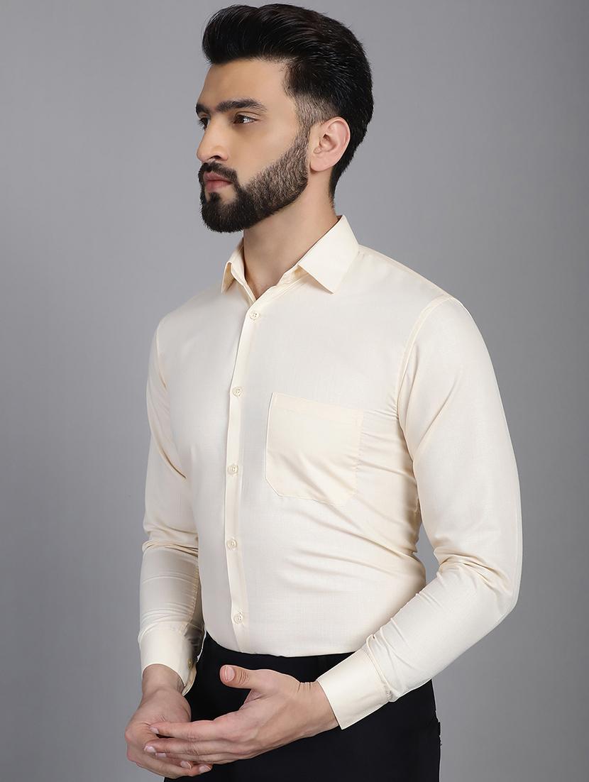 cream cotton formal shirt - 21032009 -  Zoom Image - 0