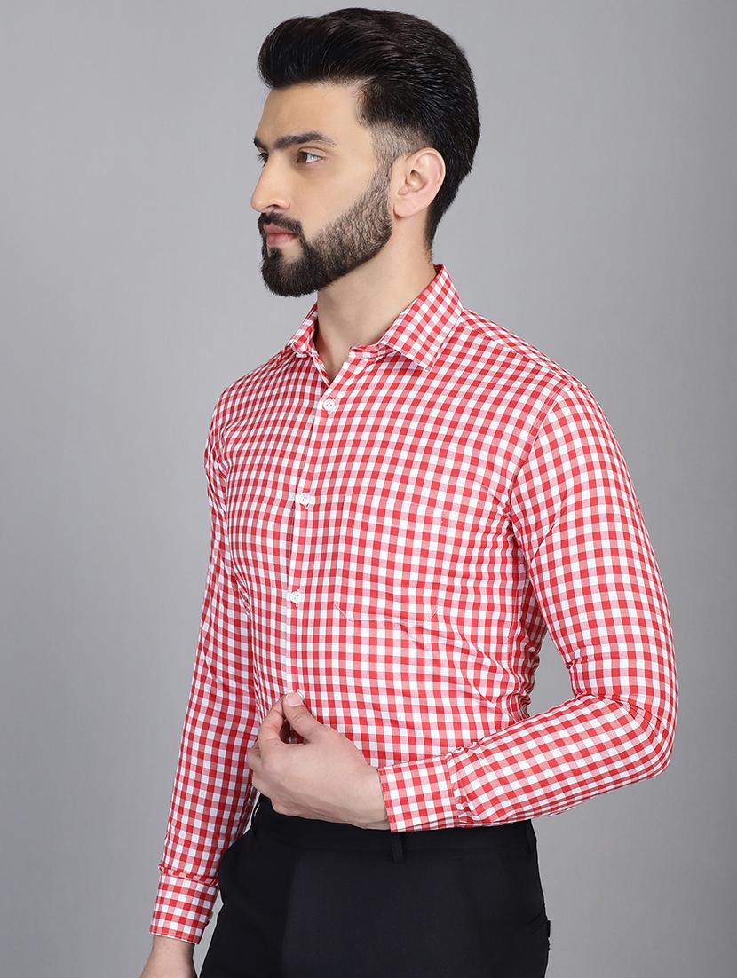 red cotton formal shirt - 21032029 - Standard Image - 2