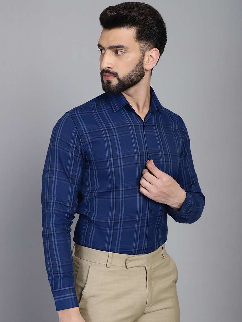 blue cotton formal shirt - 21032037 -  Standard Image - 2