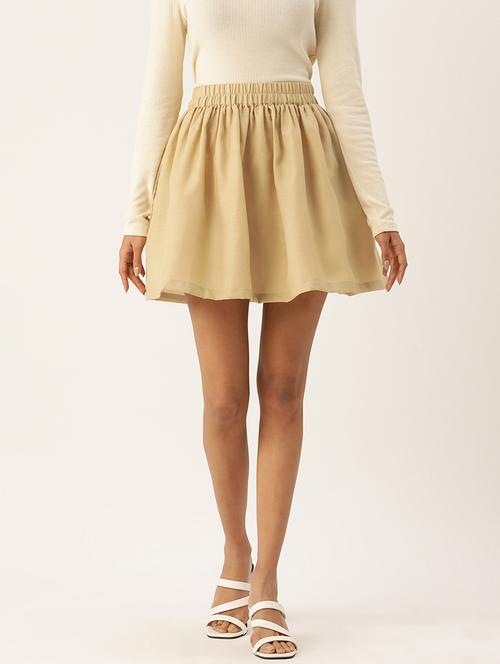beige cotton flared skirts - 21032089 - Standard Image - 0