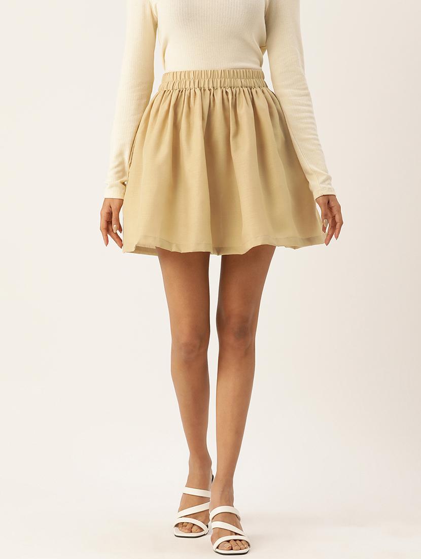 beige cotton flared skirts - 21032089 - Zoom Image - 0