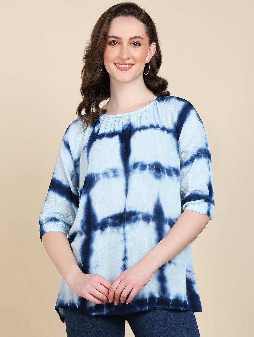 women tie & dye rayon v-neck top - 21032110 -  Zoom Image - 0