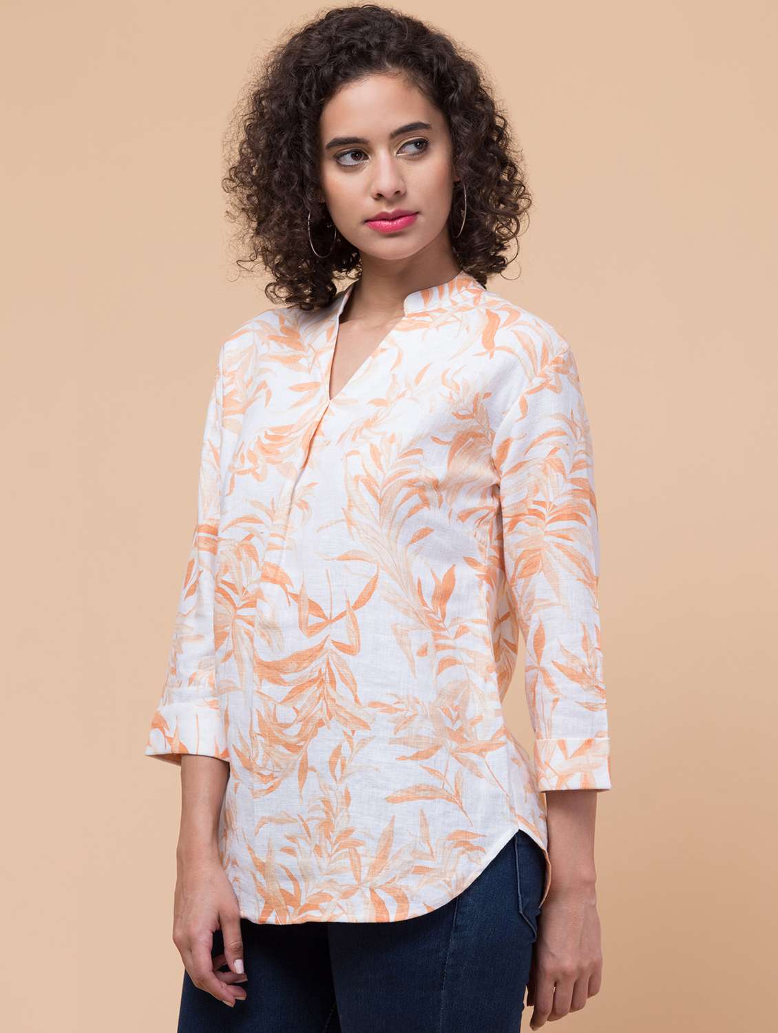 women tropical printed regular top - 21032529 - Standard Image - 2