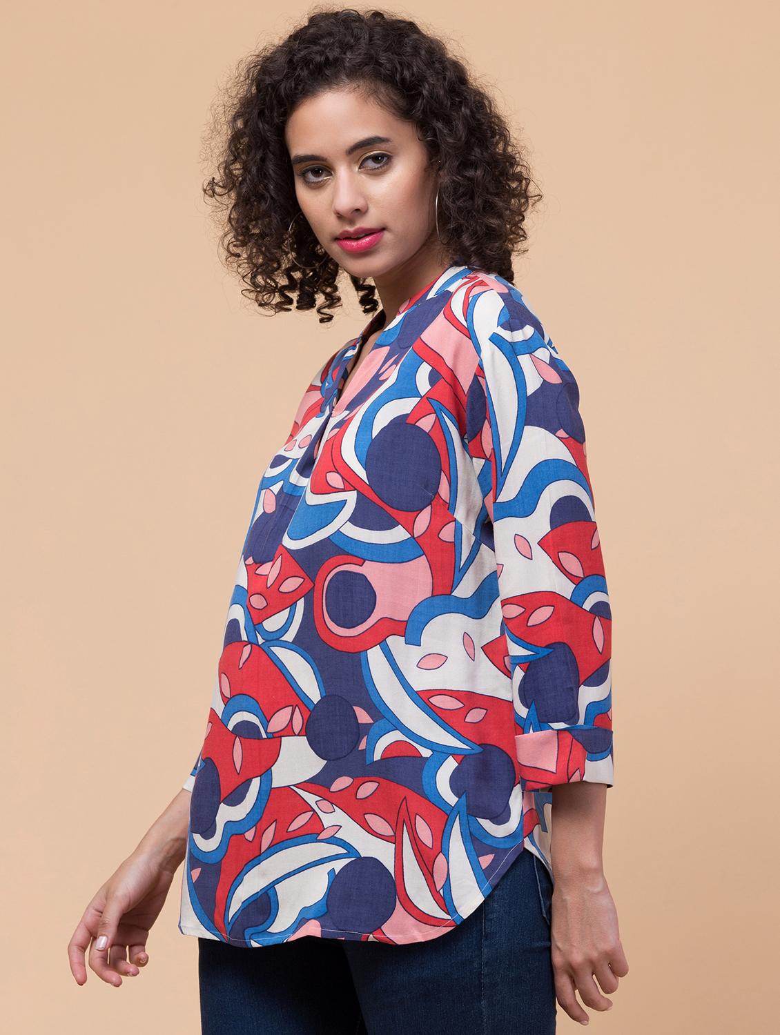 women multicolored printed shirt top - 21032530 - Standard Image - 2