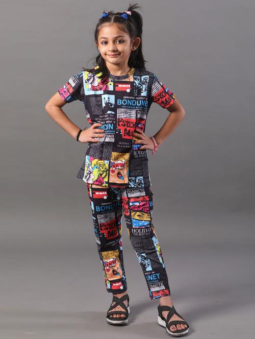 girls printed t-shirt and pajama set - 21033516 - Standard Image - 0