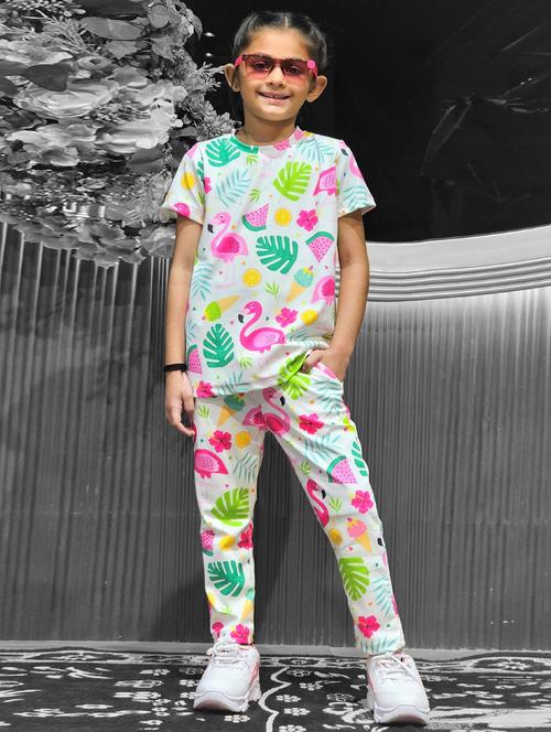 girls printed t-shirt and pajama set - 21033527 - Standard Image - 0