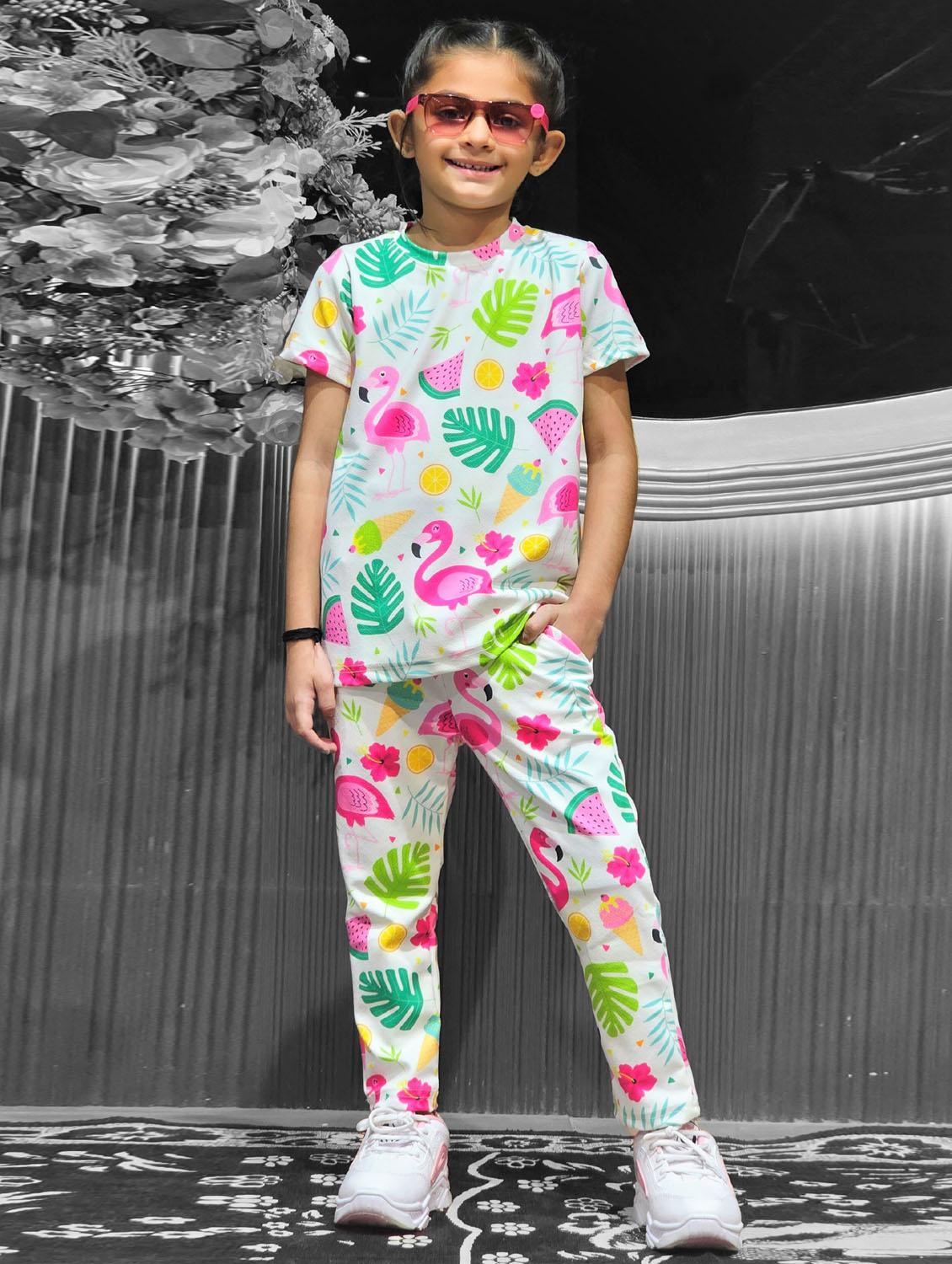 girls printed t-shirt and pajama set - 21033527 - Zoom Image - 0