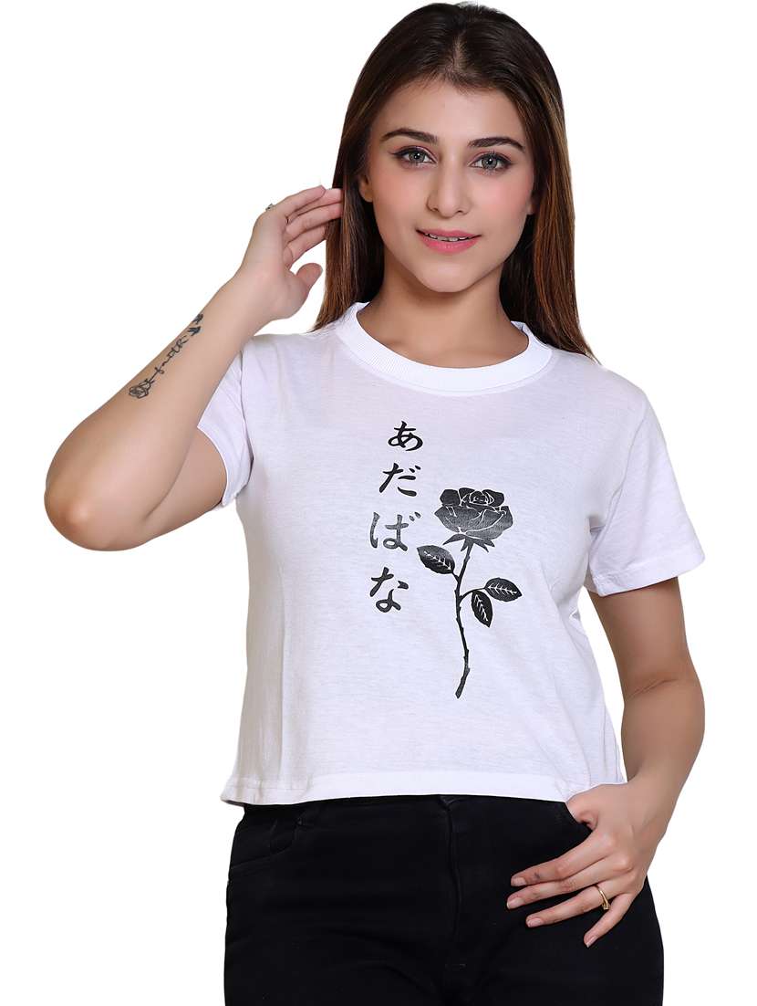 women round neck front print t-shirt